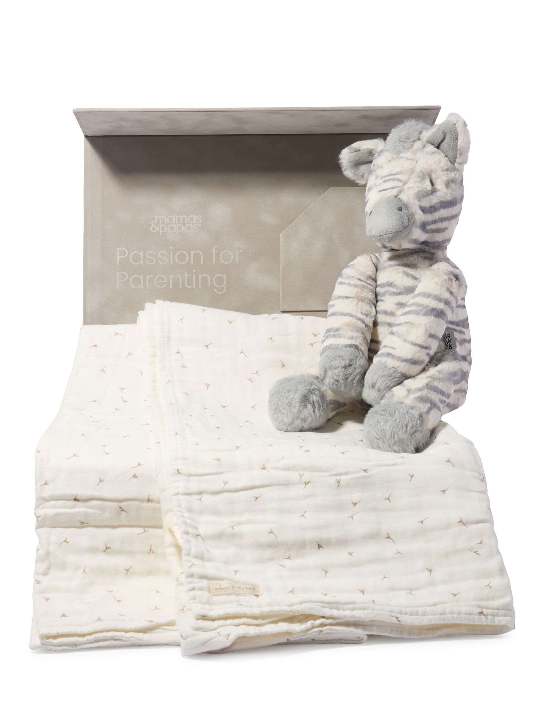 Muslin Gift Set - Seed Muslin Blanket with Ziggy Zebra Soft Toy image number 1